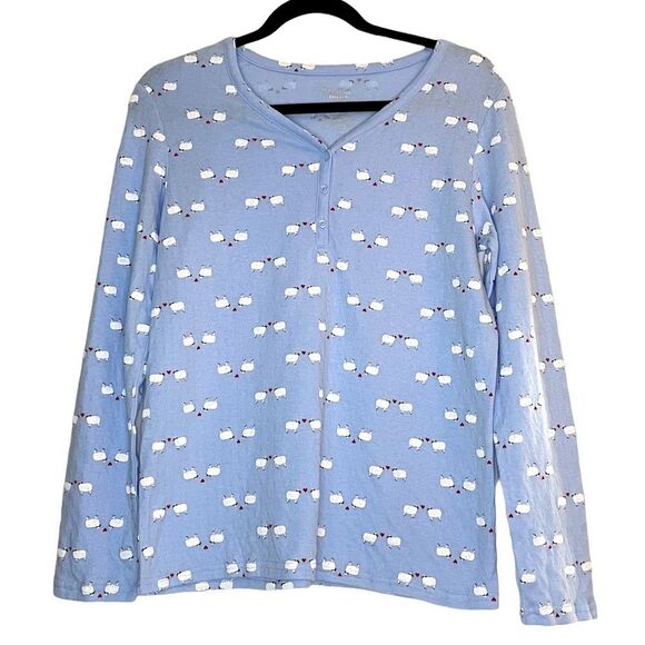 Croft & Barrow Intimates Long Sleeve Sheep Pajama Top XS - Picture 1 of 8